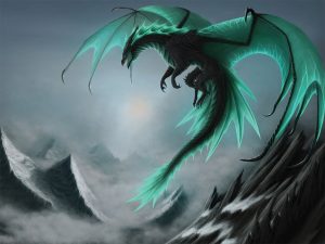flying dragon on green background