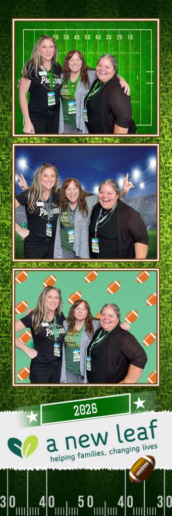 Football themed photo booth rental.  Green Screen Backgrounds.