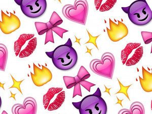 lips, hears, devil emoji background